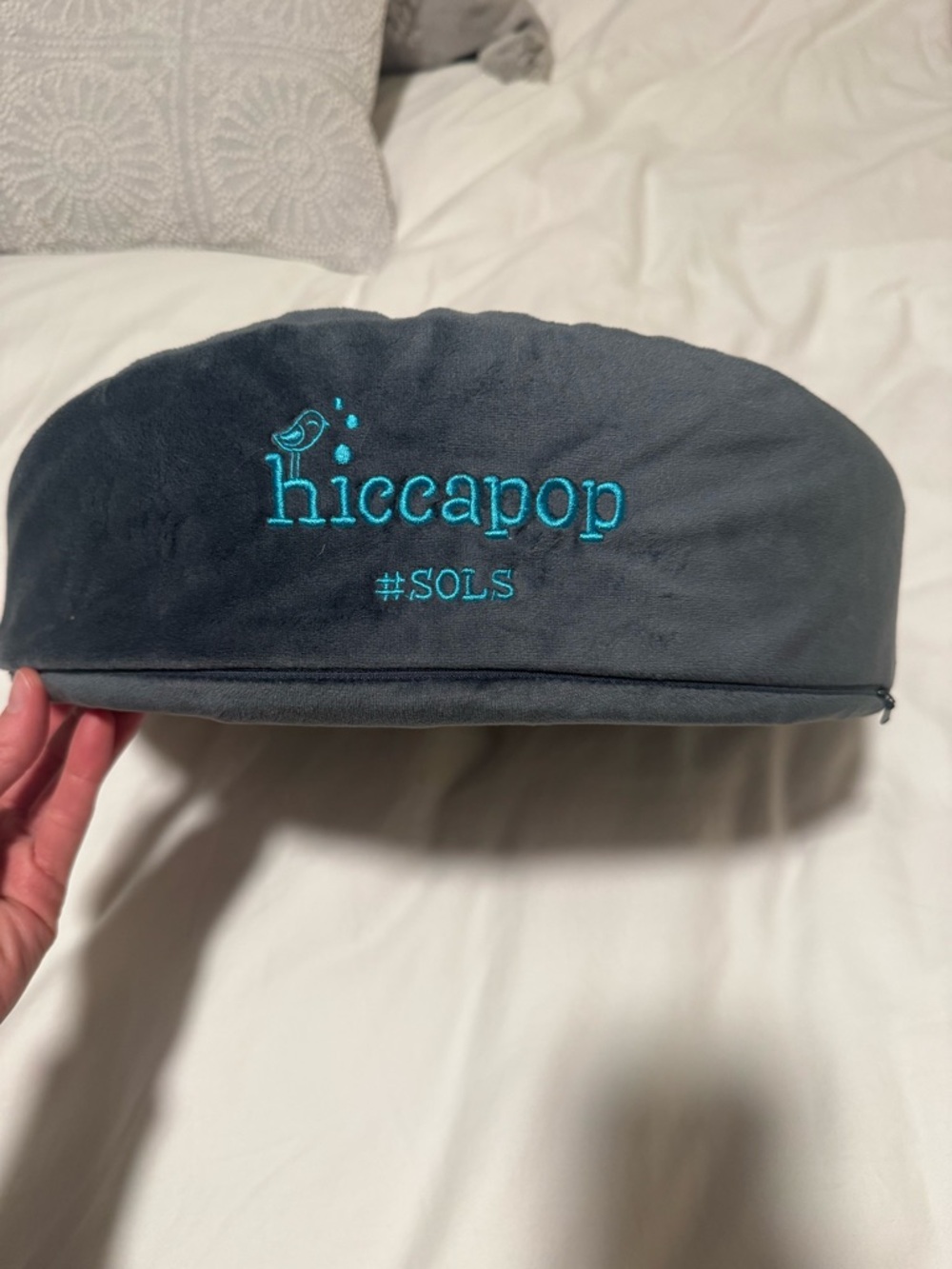 Wedge Pillow Great for Pregnancy - Hiccapop - Gray with Teal Logo